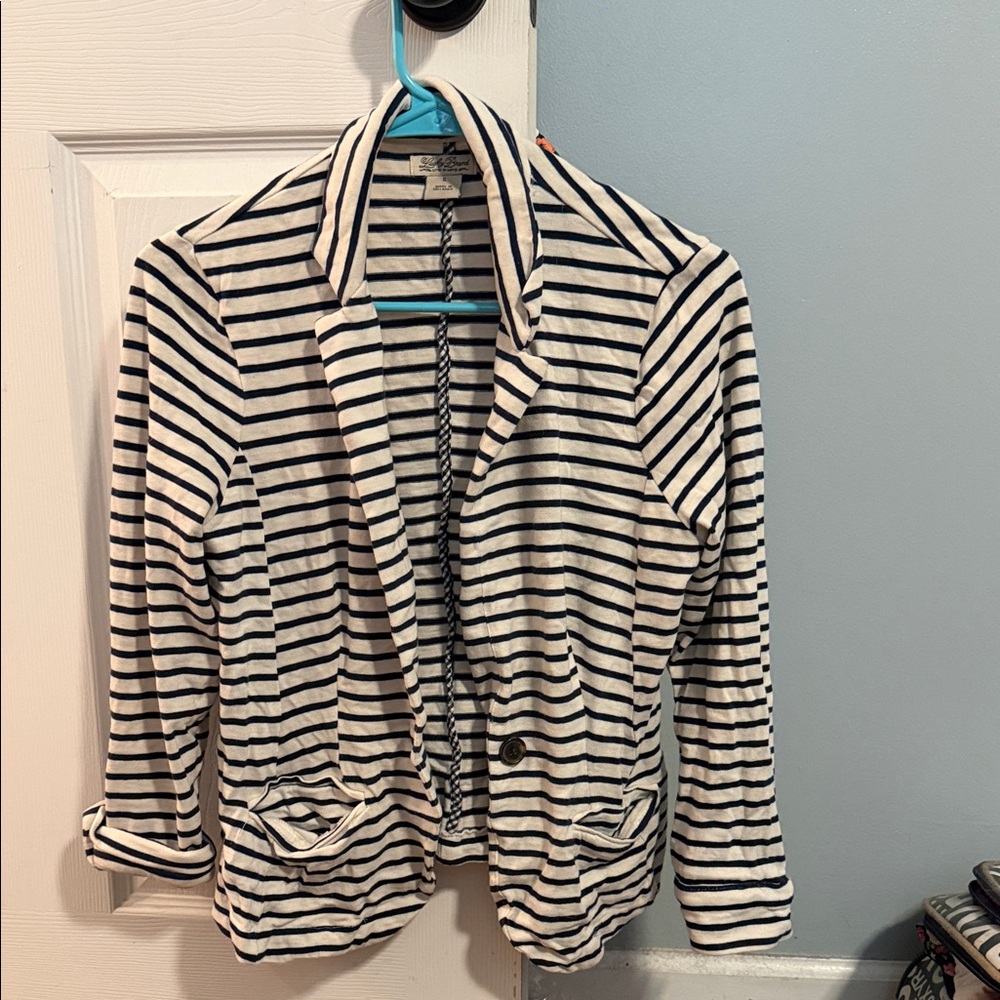 Lucky Brand Navy and White Striped Blazer